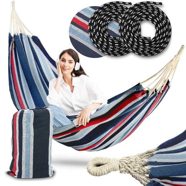 Hamak ogrodowy Malaga Double niebiesko-czerwony Sofotel zdjęcie 1