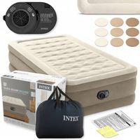 Materac Dmuchany Jednoosobowy Łóżko INTEX z Pompką 230V Welurowy MODEL