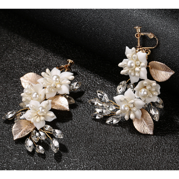 Kolczyki ślubne BOHO wizytowe wiszące z kryształkami stal szlachetna KOLS10 zdjęcie 2