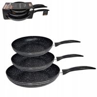 ZESTAW 3 SZTUKI PATELNI PREMIUM KOMPLET INDUKCJA GAZ 20cm 24cm 28cm