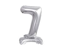 balon foliowy cyfra stojaca srebrna "7" urodziny