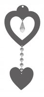 Z16b Zawieszka ozdoba ażur serce kryształ c. szary