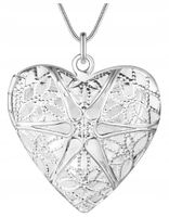 NASZYJNIK SERCE MEDALION KOLOR SREBRNY NA ZDJĘCIA