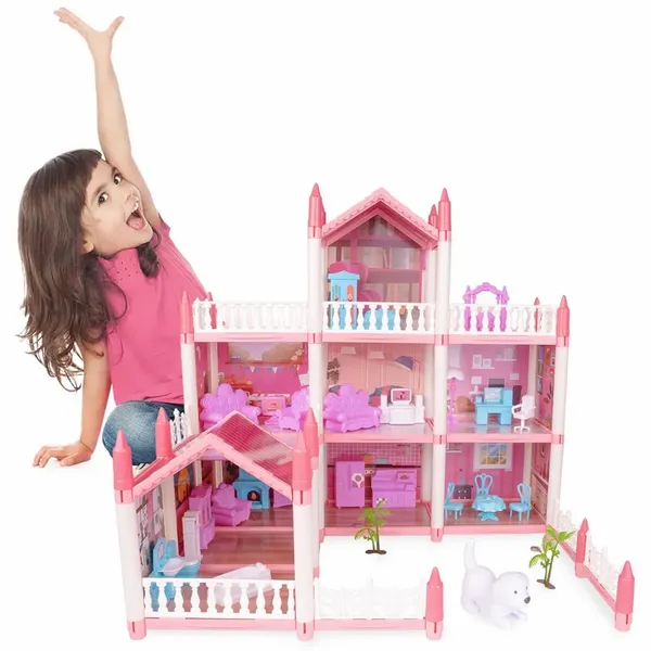 Duży Domek dla Lalek Villa Rezydencja Meble Taras zdjęcie 13