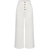 Damskie Jeansy Vintage Wysoki Stan Eleganckie Długie Pas 4 Guziki Białe L