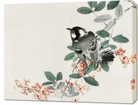 Obraz 90x70cm Black-Capped Chickadee,  Kōno Bairei Vintage do Salonu