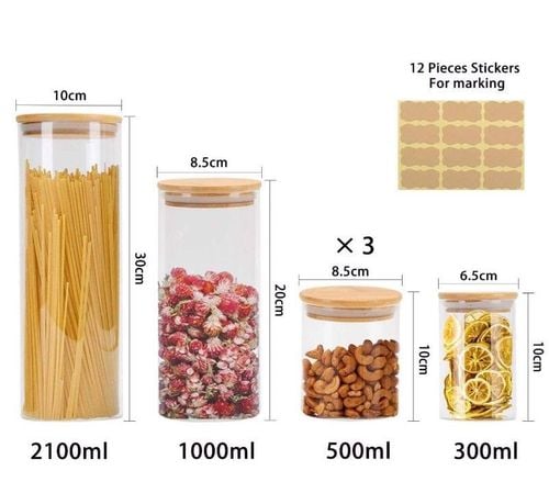 Słoiki Z Bambusowymi Pokrywkami 2,1 1 0,5 0,3 L 6S na Arena.pl
