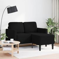 Sofa 2-osobowa z szezlongiem w kształcie litery L, czarna