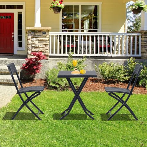 Meble ogrodowe rattan stół, krzesła komplet czarne na Arena.pl