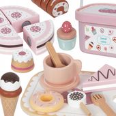 SWEET CAKE DREWNIANY DUŻY ZESTAW SŁODKOŚCI W PUDEŁKU CUKIERNIA TOOKY TOY