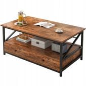 ŁAWA STOLIK DREWNIANY KAWOWY LOFT INDUSTRIALNY SZUFLADY DO SALONU 100CM