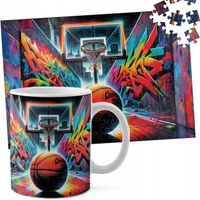 ZESTAW KUBEK + PUZZLE 110EL - KOSZYKÓWKA SPORT PIŁKA KOSZ DRUŻYNA