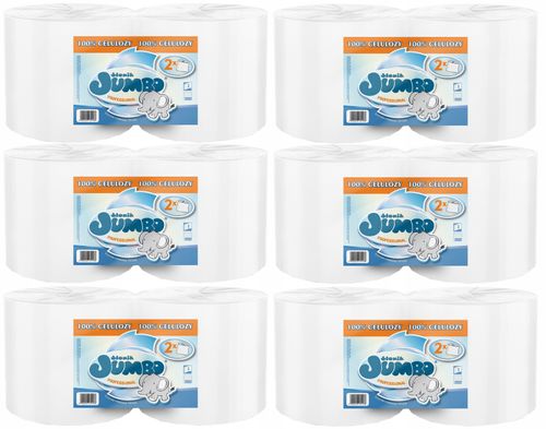 czyściwo papierowe 2r słonik jumbo  białe 650 list 2w - 12 rolek na Arena.pl
