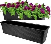 Skrzynka Balkonowa Donica Doniczka Rattanowa 59Cm Antracyt Podstawka 10L