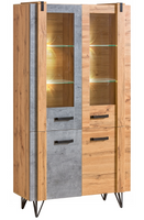 Nowoczesna Witryna 4 Drzwi Dąb Wotan + Beton 90 cm LOTLER DL