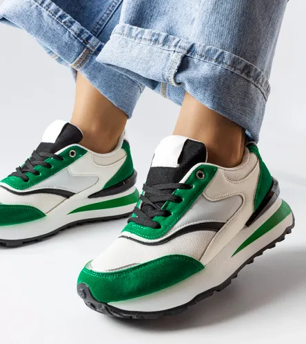 Biało-zielone sneakersy na platformie Doirons 41 na Arena.pl