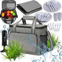 KOSZ PIKNIKOWY Z WYPOSAŻENIEM TERMICZNY TURYSTYCZNY DLA 4 OSÓB 21W1+ GRATIS