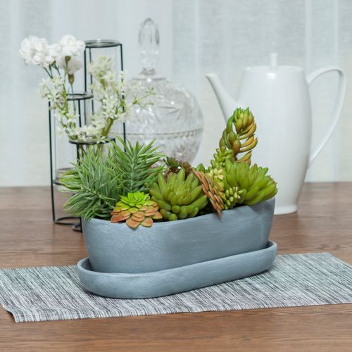 Kaktusiarka ceramiczna 29cm doniczka ciemnoszara eco na Arena.pl