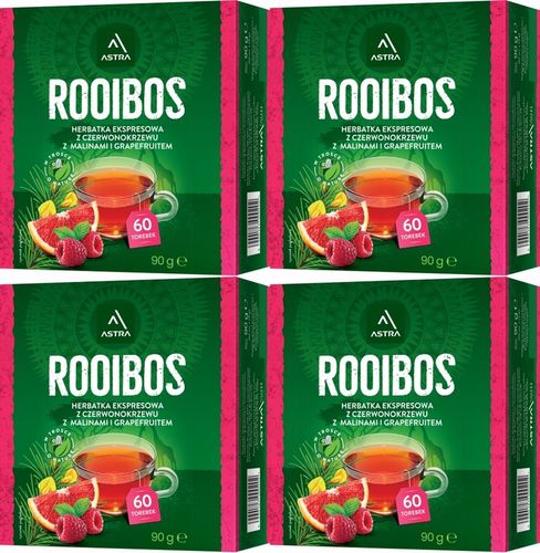 Herbata ziołowa w torebkach Astra Rooibos malina i grapefruit 60szt x4 na Arena.pl