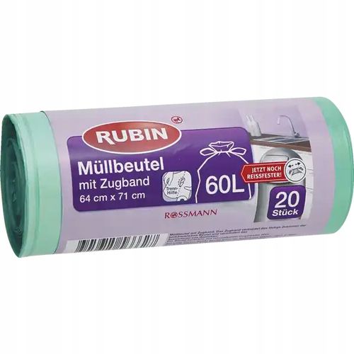RUBIN WORKI NA ŚMIECI ŚCIĄGANE TAŚMĄ 60 L 20 SZT na Arena.pl