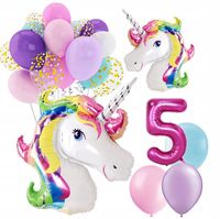 BALONY zestaw urodziny 5 LAT JEDNOROŻEC UNICORN
