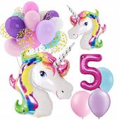BALONY zestaw urodziny 5 LAT JEDNOROŻEC UNICORN