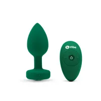 b-vibe vibrating jewel plug m/l emerald - wibrujący korek z pilotem