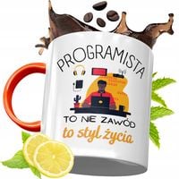 Kubek Pomarańczowy Dla Informatyka Programisty Z Nadrukiem Ze Zdjęciem