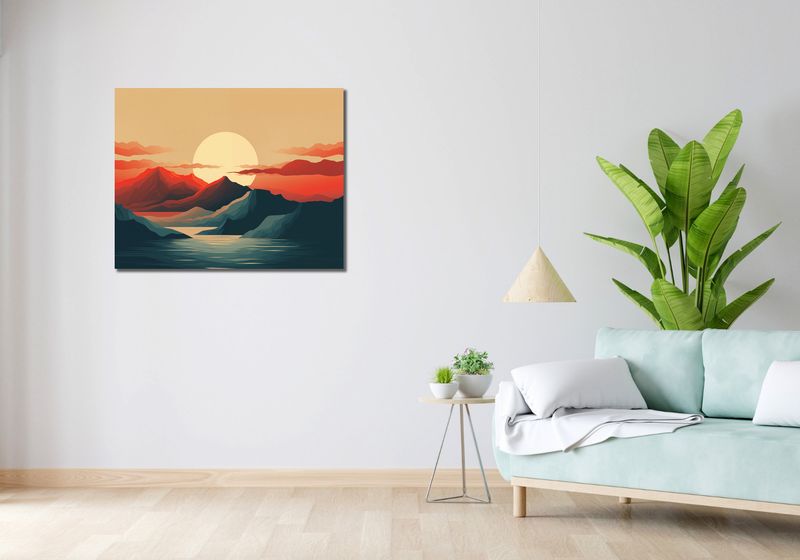 Obraz 90x70cm Zachód Słońca nad Górami zdjęcie 2
