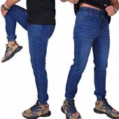 JEANSOWE SPODNIE Męskie długie rozciągliwe JOGGERY wygodne PAS Z GUMKĄ