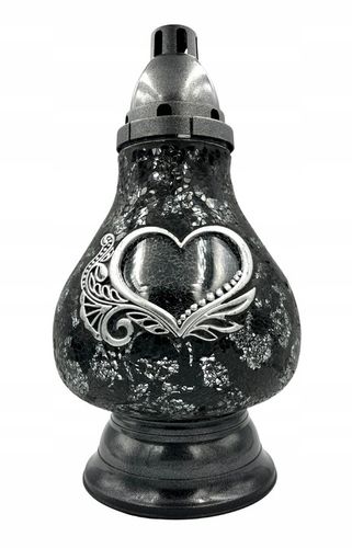 Znicz Szklany Karafka Witraż Mozaika Serce Czarno-Srebrny 38cm Lampion na Arena.pl
