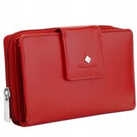 KOCHMANSKI portfel damski skórzany duży rozkładany zamek czerwony na karty
