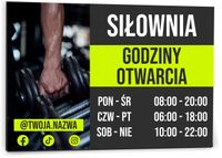 Tabliczka dibond 20x15 godziny otwarcia SIŁOWNIA FITNESS różne wzory