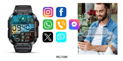 Smartwatch Veltori VT200-1 Czarny Pasek Silikonowy na Arena.pl