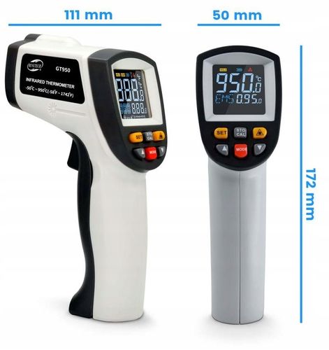 PIROMETR TERMOMETR LASEROWY BEZDOTYKOWY NA PODCZERWIEŃ EMISYJNOŚĆ -50 +950° na Arena.pl
