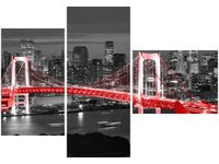 100CM 80 OBRAZ 3 ELEM TOKYO MOST TĘCZOWY CZERWIENI ŚCIENNY
