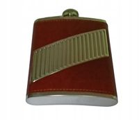 Brązowa Piersiówka Skórzana z Metalowym Paskiem Gentelo 210 ml