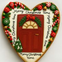 CIASTKO LUKROWANE ŚWIĄTECZNE DRZWI SERCE NO3 ROZ.L RĘCZNIE ROBIONE