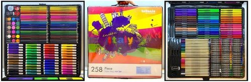 Zestaw Artystyczny 258el. do Malowania XXL Walizka Etui na Kredki Mazaki na Arena.pl
