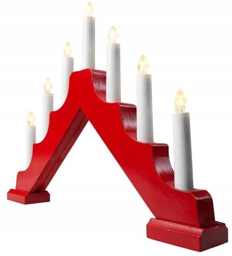 ŚWIECZNIK ADWENTOWY ŚWIĄTECZNY DREWNIANY 7x LED 37x30 cm RED na Arena.pl