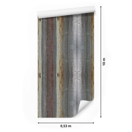 Tapeta Kolorowe Drewniane DESKI Wzór 3D do Salonu na Arena.pl