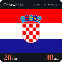 Karta eSIM Internet Chorwacja 20 GB na 30 dni - bez rejestracji
