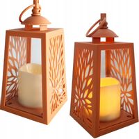 LATARENKA LAMPION AŻUROWA ZE ŚWIECĄ LED ŚWIECA ŁOSOSIOWY NA BATERIE