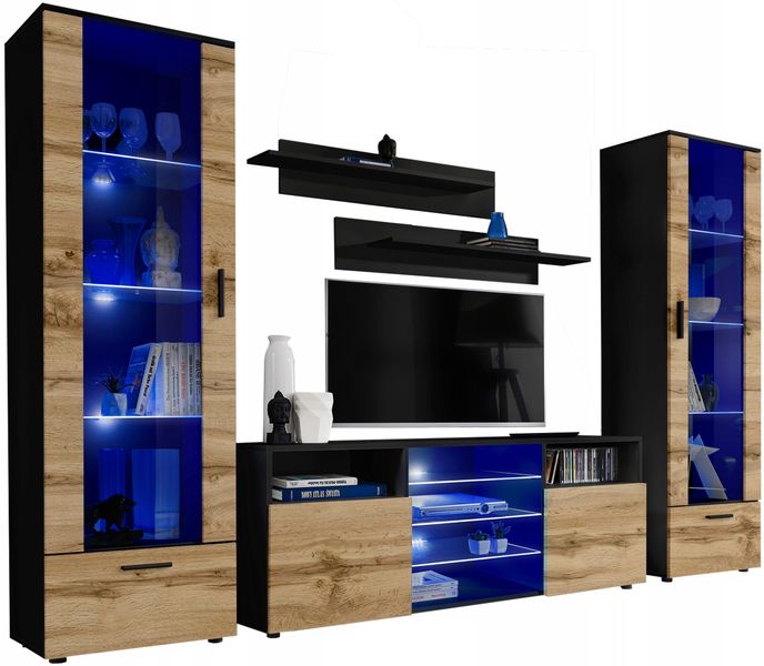 Pan Igiełka Meblościanka Czarny Biały Dąb Wotan 5 Elementów Zestaw Mebli zdjęcie 16