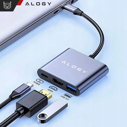Adapter Przejściówka ALOGY 3w1 MHL HUB USB C HDMI PD do MacBook Samsung na Arena.pl