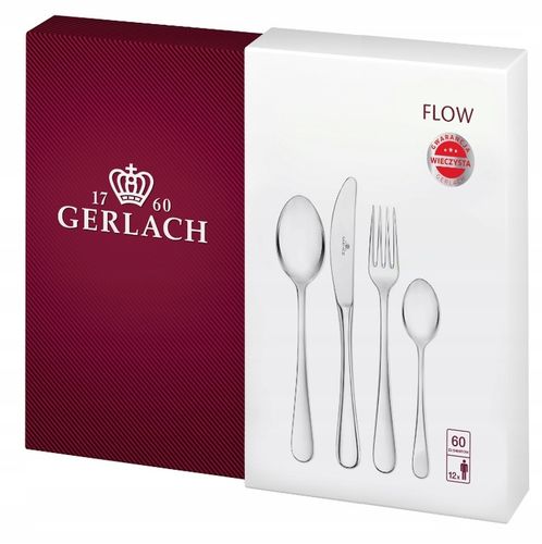 GERLACH ZESTAW SZTUĆCÓW KOMPLET OBIADOWY NA 12OS FLOW POŁYSK 60EL PUDEŁKO na Arena.pl