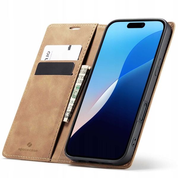 Spacecase Wallet iPhone 16 light brown zdjęcie 1