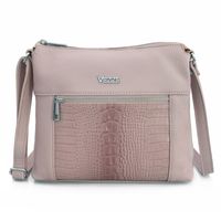 VEZZE torebka damska skórzana listonoszka kroko z paskiem V022 różowa