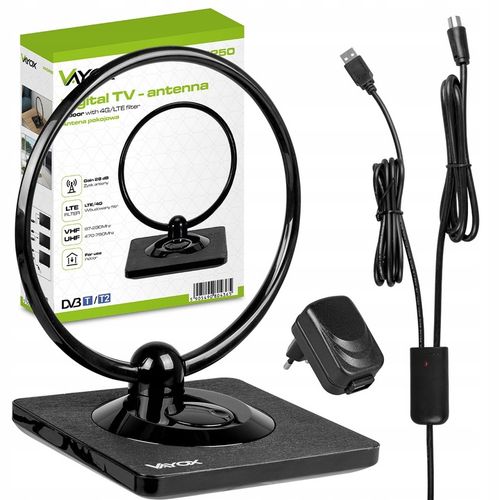 ANTENA POKOJOWA DVB-T2 AKTYWNA DO TV NAZIEMNEJ WZMACNIACZ 4K LTE MUX8 VAYOX na Arena.pl