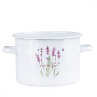 GARNEK EMALIOWANY BIAŁY EMALIA RYBNIK LAWENDA 20 CM 4,5 L